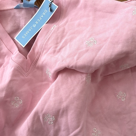 NWT Draper James Bobbie Sweatshirt in Pink Embroidered Viola spring floral - Picture 3 of 5
